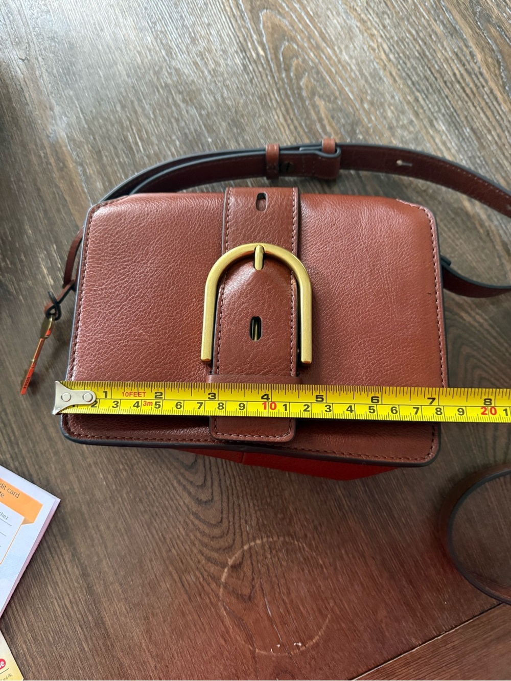 Fossil Saddle Brown Leather Buckle Crossbody - Picture 8 of 10